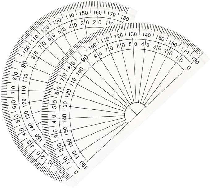 Leline's Plastic Protractor, 4 inch Student Math Protractors, Pack of 2, Clear
