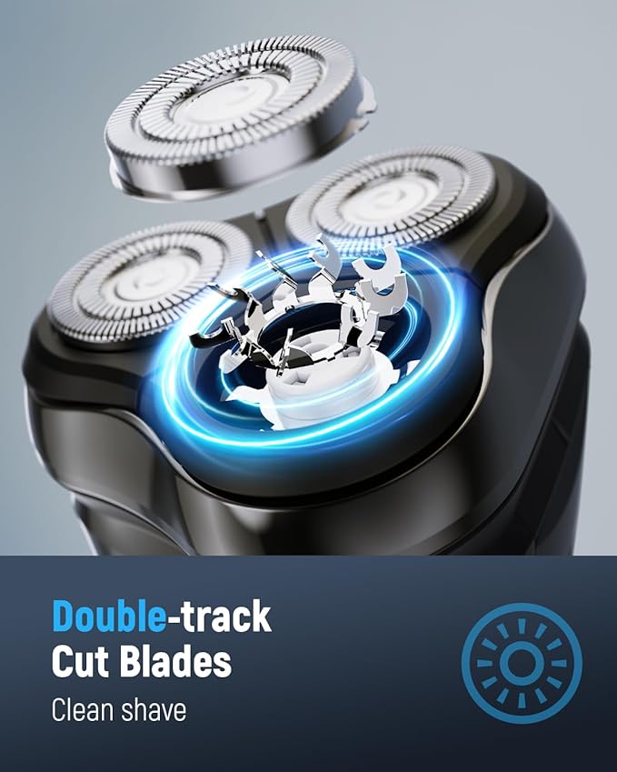 Electric Razor for Men Cordless: Wet or Dry Rotary Shaver for Men for Travel - USB Fast Charging, 𝐒𝐞𝐧𝐬𝐢𝐭𝐢𝐯𝐞 𝐒𝐤𝐢𝐧 𝐂𝐚𝐫𝐞, Pop-up Trimmer, Gifts for Father's Day Mysterious Black