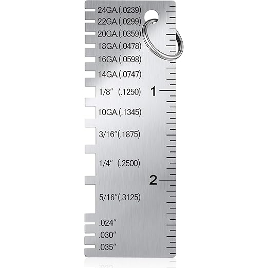 Weewooday 1 Pcs Wire/Metal Sheet Thickness Gauge Metal Tool Welding Accessories Portable Stainless Steel One Sided Material Thickness Gauge Plated Size Inspection Tool