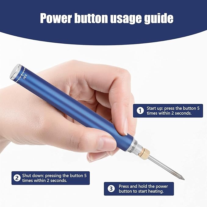 JYJZPB Cordless Soldering Iron with Built-in 1100mAh Battery, Portable and Compact, Adjustable Temperature, Household, Repair Tools, Jewelry Welding