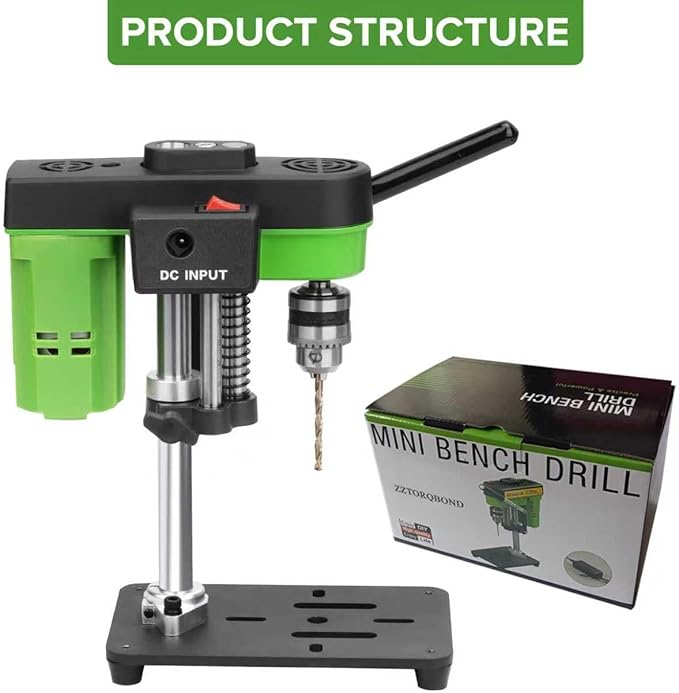 Mini Bench Drill Press,Small Benchtop Drill Press,Two Power Supply Modes,High Precison Low Noise,Compact Benchtop Drilling Machine, DIY Jewelry Making, Metal Wood Working