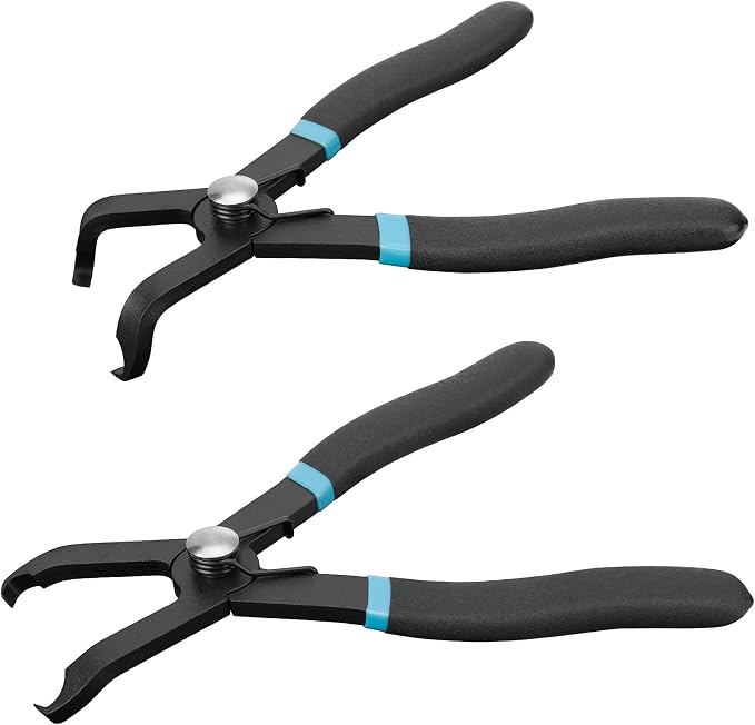 DURATECH 2-Piece Push Pin Pliers Set with 30 Degree and 80 Degree Offset Jaws, Spring Loaded and Plastic Spraying, Auto Clip Removal Tool Kit for Easily Removing Trim Plastic Fasteners, Rivets, Clips