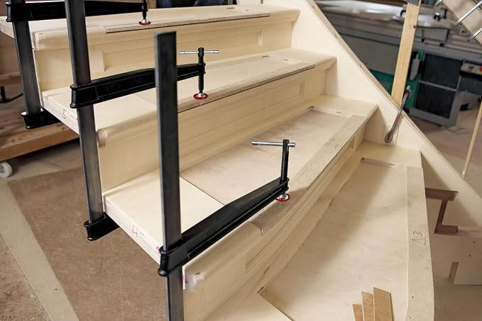 BESSEY Deep Reach Tradesman's Bar Clamp - 12 In. Throat x 24 In - CDS24-12WP - Woodworking Clamps with Wooden Handle, Ideal for Home Improvement, Workbench Projects, Carpentry and Cabinetry