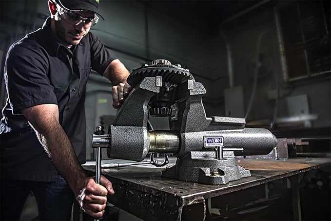 Wilton Mechanics Pro Bench Vise, 8" Jaw Width, 8-1/2" Jaw Opening, 4-1/2" Throat (Model 880M), Grey