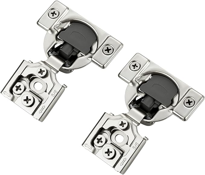 60 Pack 30 Pairs 5/8 inch Overlay Soft Close Hinges for Kitchen Cabinet Hinges Satin Nickel Hidden Hinges Stainless Steel Concealed Hinge self Closing
