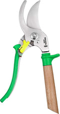 Opinel Hand Pruning Shears with non-slip beech wood handle perfect for bypass trimmers, garden, hedge, lawn clippers or hand scissors with stainless steel blade (Green)