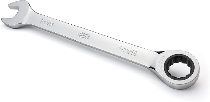 Jaeger 1-11/16 Inch Ratchet Combination Wrench, 120-Tooth, CRV, SAE