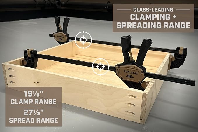 Spec Ops Tools Bar Clamps for Woodworking, Large One-Handed Trigger Clamp and Spreader, Heavy Duty, Large 19" Pack of 1