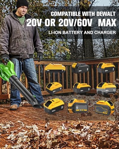 Leaf Blower Cordless Compatible with Dewalt 20V Battery, 500CFM, 6 Speeds