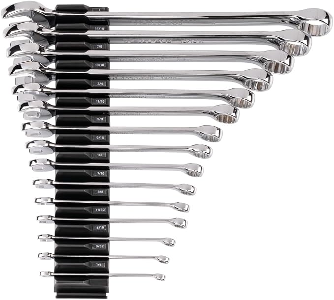 TEKTON Combination Wrench Set, 15-Piece | WCB95102 | (1/4 - 1 in.), Modular Organizers, Chrome Finish