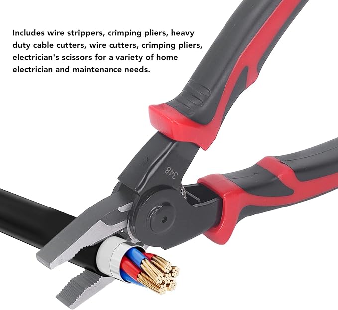 LiebeWH Multifunctional Pliers Set 5 in 1 Combination Interchangeable Pliers Kit with PVC 2 Color Coated Handle for Cutting Stripping Crimping, LiebeWHezng234sbd