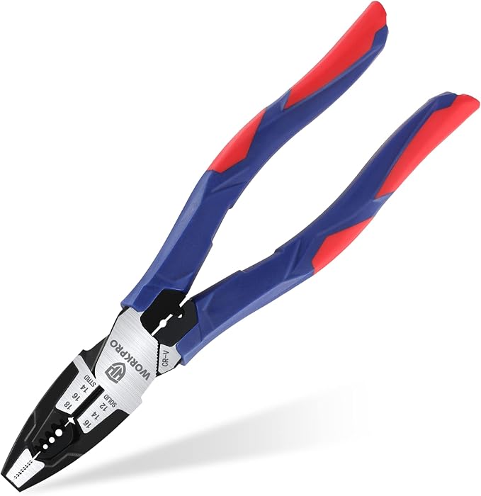 WORKPRO Pliers Set, Premium Cr-V Construction & WORKPRO 8-in Linesman Pliers with Wire Cutter and Stripper