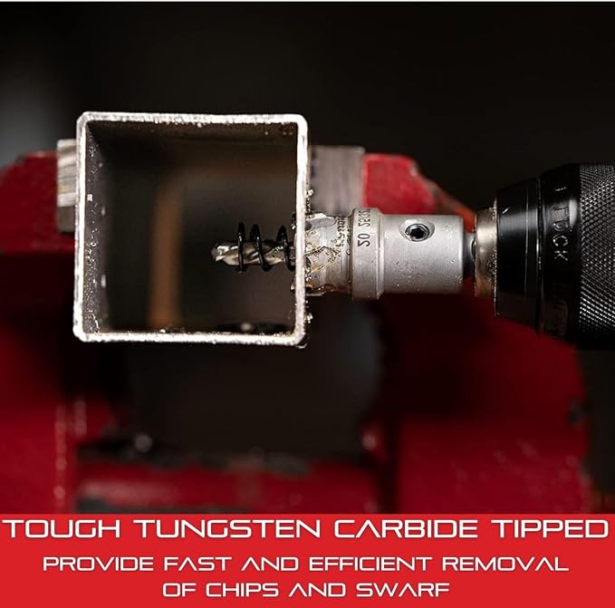 Starrett Tungsten Carbide Tipped Stainless Steel Sheet Metal Hole Saw - Ideal for Stainless, High Alloy Steel, Non-Ferrous Metals, Reinforced Fabrics - 7/8'' Diameter - SM22