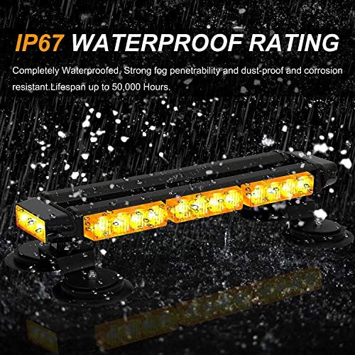 ASPL 16.8 Inch LED Strobe Flashing Light Bar, 26 Flashing Modes High Intensity Emergency Hazard Warning Beacon Lights with Magnetic Base for Car, Trucks, Snow Plow, Construction Vehicles (Amber)