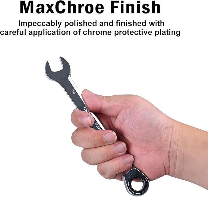 Egofine 14mm Ratcheting Combination Wrench Metric, Industrial Grade Gear Spanner with 12-Point Design, 72-Tooth Ratchet, Chrome Vanadium Steel
