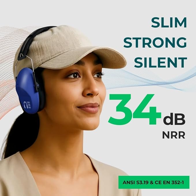 Pro For Sho 34dB NRR Hearing Protection Ear Muffs – Highest NRR Compact Design Ear Protection for Loud Events & Sensory Use
