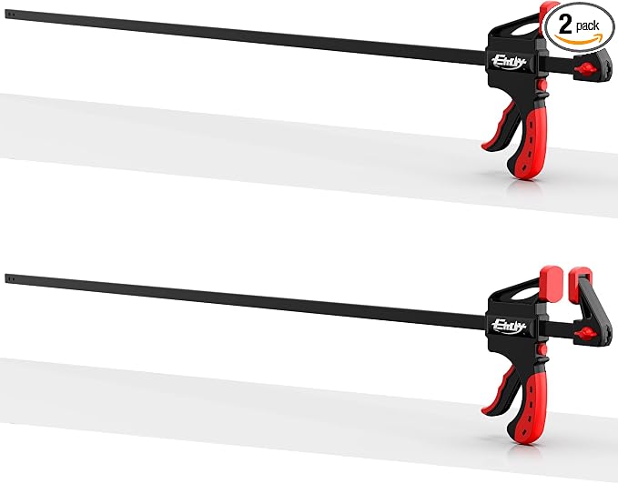 36" Bar Clamps for Woodworking 2-Piece, One-Handed Quick-Change F Clamp/Spreader with 130 LBS Load Limit, Wood Clamps for Gluing, Carpentry, DIY, and Woodworking