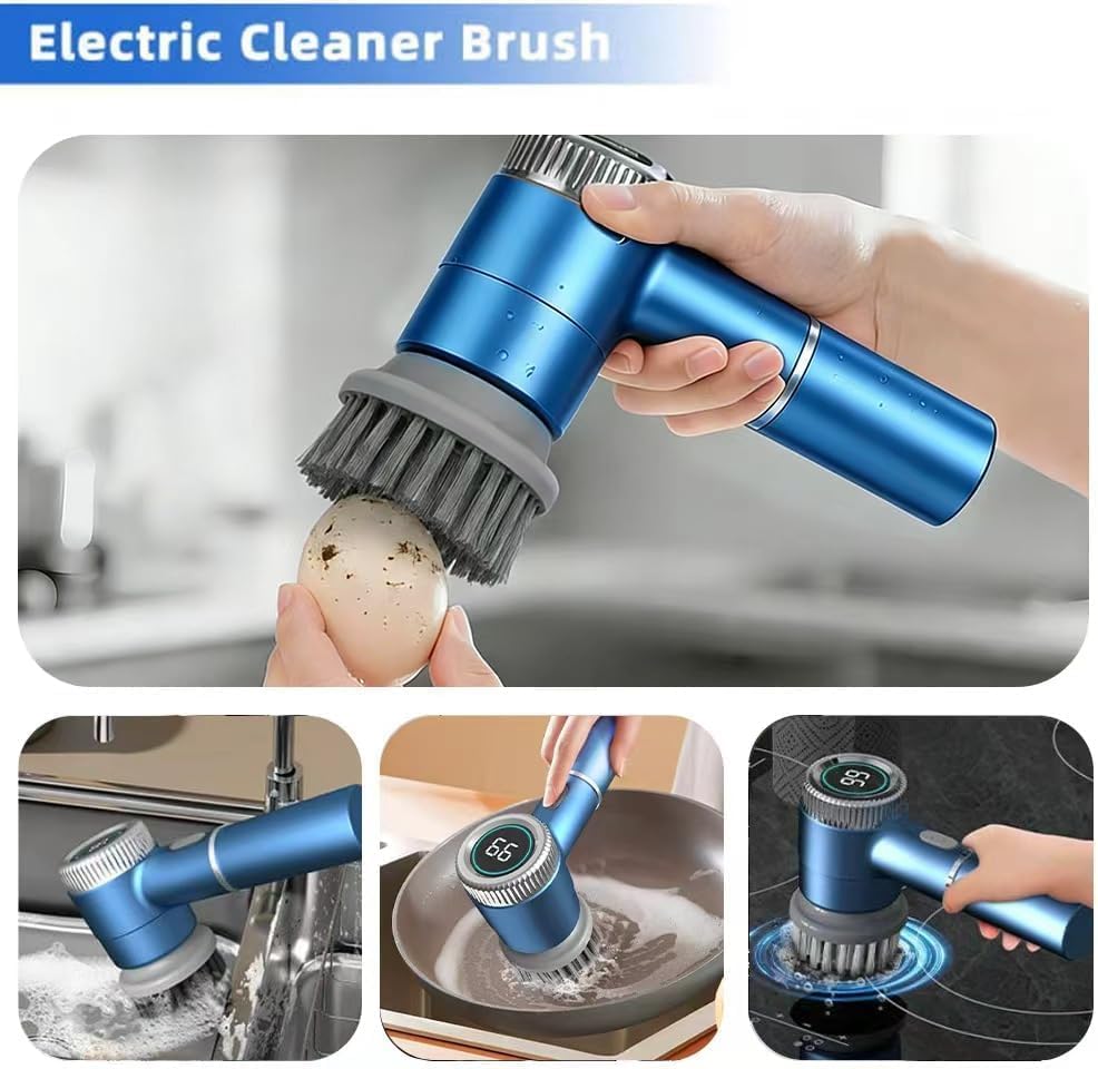 Cordless Electric Spin Scrubber with 5 Brush Heads, 3-Speed Cleaning Brush
