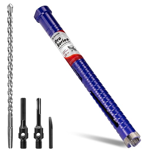 1" Core Drill Bit with Pilot Bit & Adapters(SDS Plus and 1/2" Hex), 5/8"-11 Thread, 9.5" Depth, Upgraded-Welded Segments Diamond Core Bits for Concrete, Masonry, Brick, Stone