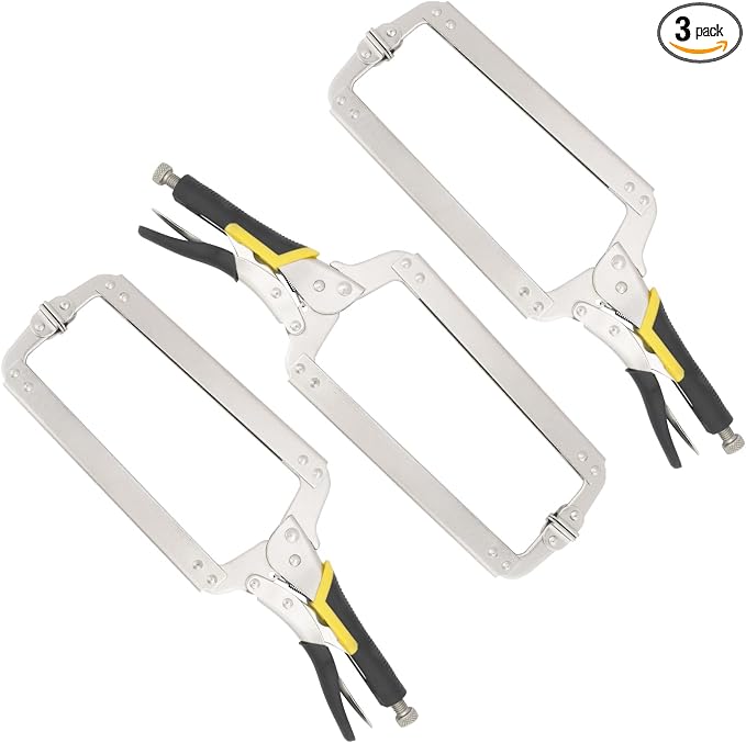 3 Pack 18 Inch C-Clamp Locking Pliers with Swivel Pads, C-Clamp Face, Heavy Duty C Clamp Locking Pliers, Adjustable Vise Grip C Clamps for Woodworking and Home Improvement