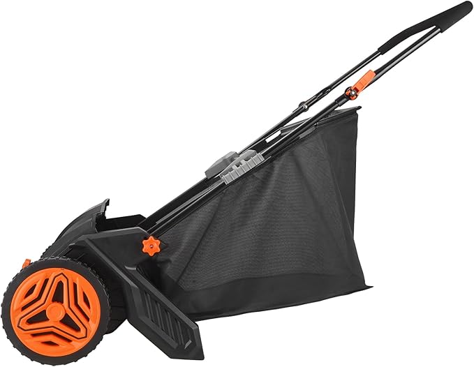 VEVOR Push Lawn Sweeper, 21inch Leaf & Grass Collector, Heavy Duty Thickened Steel Durable to Use with Large Capacity 3.5 cu. ft. Mesh Collection Hopper Bag, 2 Spinning Brushes