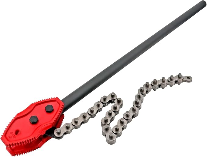 36" Chain Pipe Wrench, Fits 3/4"-4" Pipe Diameters, 28" Chain Length Max Breaking Load 18000LBs, Heavy Duty Chain Tongs for Pipe Installation, Oil Fields Operations and Maintenance