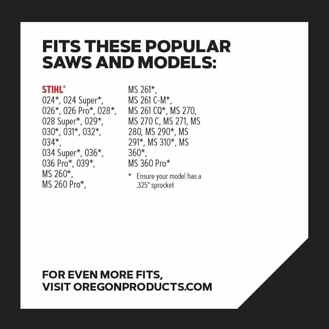 Oregon Chainsaw Chain for 20" Bar, .325" Pitch, .063" Gauge, 81 Drive Links | PowerCut Replacement Saw Chain, Fits Several Stihl Models