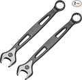 HARFINGTON 2pcs Combination Wrench 18mm Metric Extra Long 12-Point Box and Open End Carbon Steel Double Ended Industrial Grade Spanner for Automotive Furniture Machinery DIY Repair, Black