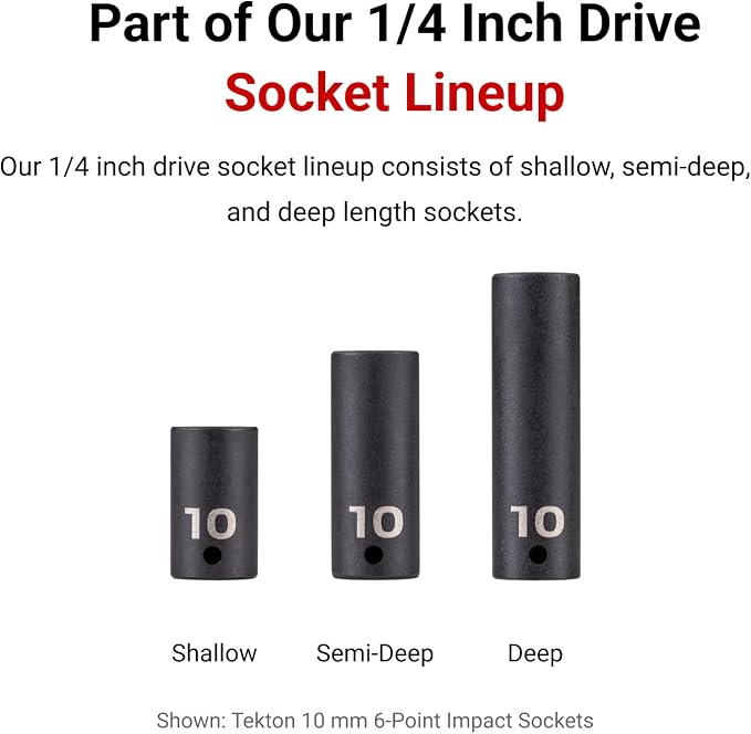 TEKTON 1/4 Inch Drive Impact Socket Set, 87-Piece | SID90206 | (5/32 - 11/16 in., 4 - 17 mm), Shallow, Semi-Deep, and Deep, 6-Point, Socket Rail