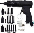 Pneumatic Rivet Nut Gun Air Rivet Nut Pull Setter Riveting Fastening Tool 1/4 5/16 3/8 Riveting Mandrels Quick Change Locking Nozzle Bolts Adapter Drill For Air Rivet Nut Insert Installation Tool