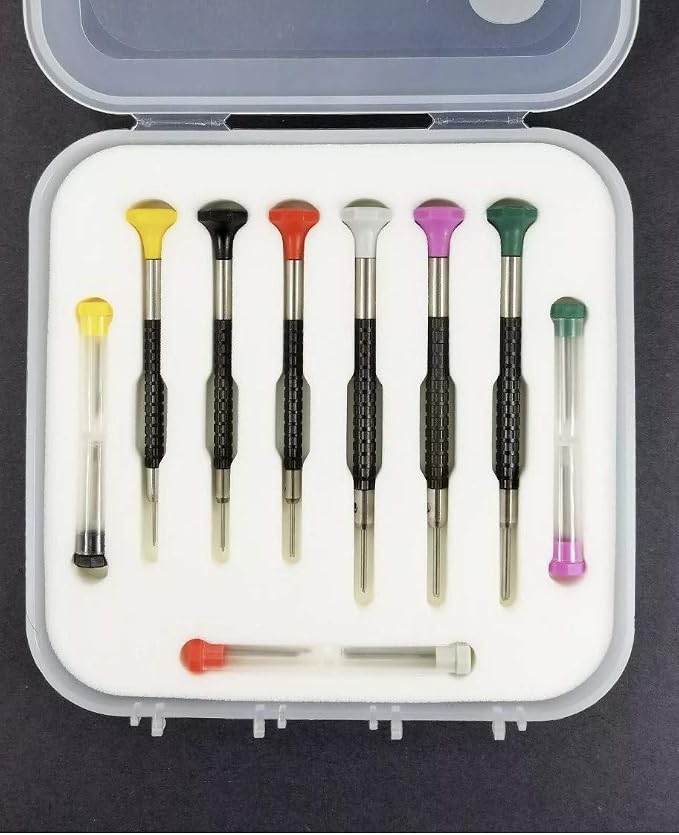 Timelab Professional Screwdrivers for Rolex Tudor Omega watch Band Bracelets Scratch Free T Blade Cut Out Tip for Professional Watch makers jewlers Reapir stores tools 6Pcs Set Made in Korea