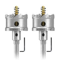 DECKRKAT 2-Pack 2-1/16" TCT Hole Saws for Hard Metal, Heavy Duty 52mm Tungsten Carbide Tipped Hole Cutters Set with Spring-Loaded Pilot Drill Bits for Stainless Steel, Metal, Iron, and Plastic.