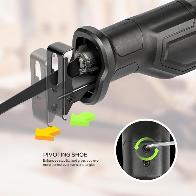 GALAX PRO 120V Reciprocating Saw, 6.0 Amp Corded Electric, for DIY & Contractor Cutting Wood/Metal/PVC Pipe, Variable Speed, 1-1/8" Stroke Length, 2800RPM, 6" Max Cut