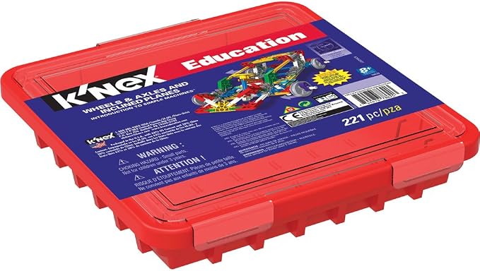 K’NEX Education – Intro to Simple Machines: Wheels, Axles, & Inclined Planes Set – 221 Pieces – Ages 8+ Engineering Educational Toy