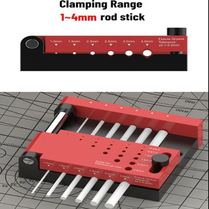 T0012 Round Stick Punching Positioner | Precision Drill Guide Jig for Model Building, Woodworking & DIY |Adjustable Locator with Scales (T0012 + T0012-A)