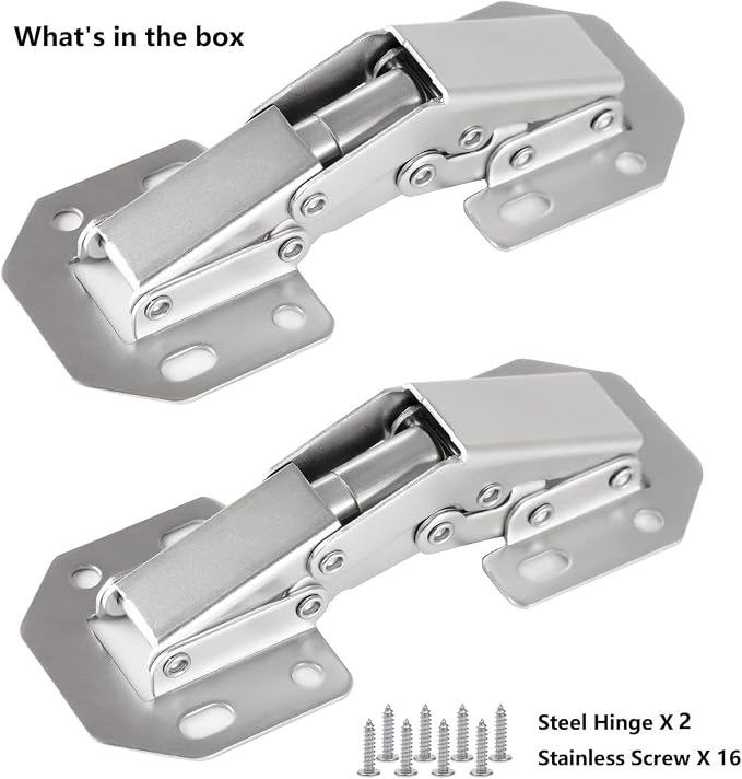2-Pack Hidden Hinges for Cabinet Doors Frameless, Concealed Cabinet Hinges, 90 Degree Surface Mount Hinges