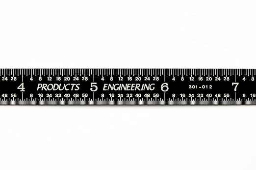 PEC Tools 12" Flexible Metal Ruler, High-Quality Stainless Steel, High-Contrast Black Chrome Finish, 3R Graduation (1/32", 1/64", 1/10", 1/50"), Fully Hardened and Tempered, Made in USA