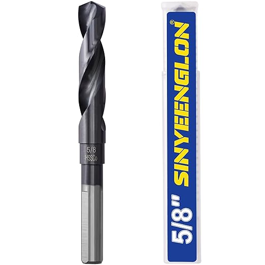 5/8 Drill Bit for Metal and Hardened Steel, M35 Cobalt 1/2 Inch Reduced Shank Industrial Grade Heavy Duty Drill Bit, with Index Storage Case