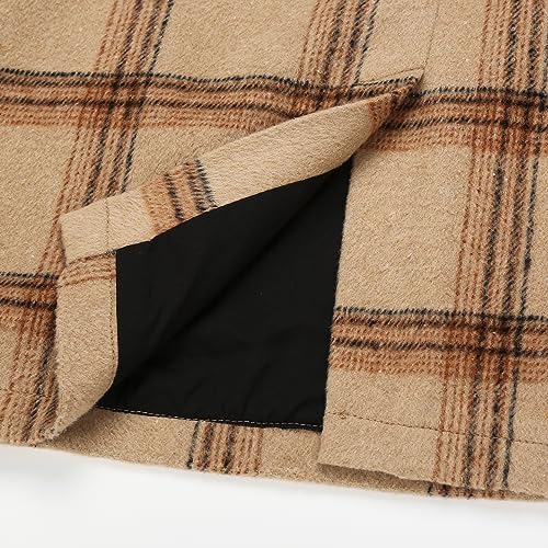 IDEALSANXUN Plaid Skirts for Women Fall Winter Knee Length Pencil Wool Skirt with Slit