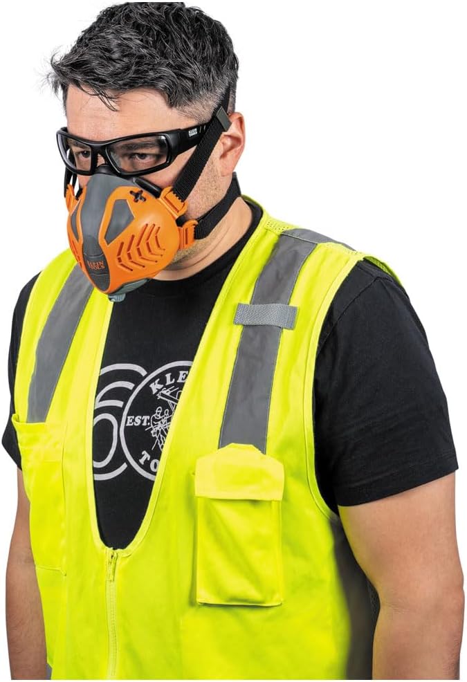 Klein Tools 60553 Reusable P100 Half-Mask Respirator with Replaceable Filters for Dust, Metal Fumes, and Oil Mist, S/M