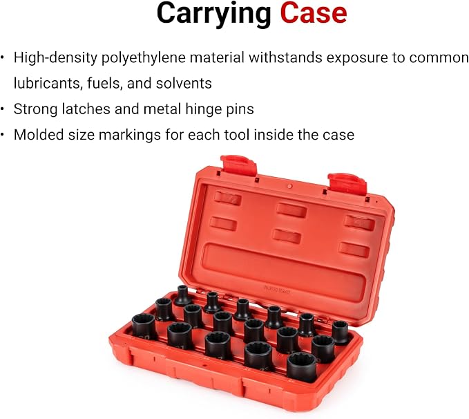 TEKTON 1/2 Inch Drive Impact Socket Set, 17-Piece | SID92338 | (8 - 24 mm), Shallow, 12-Point, Case