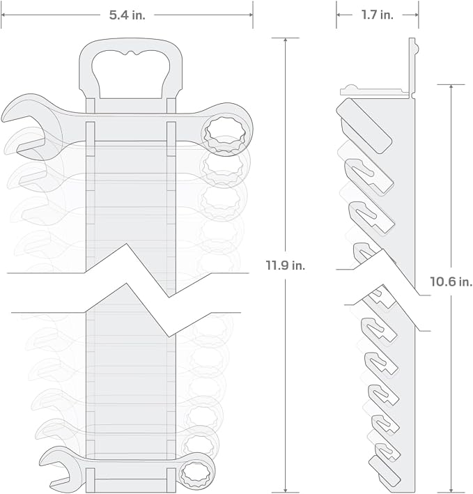 TEKTON Stubby Combination Wrench Set, 14-Piece | WCB92402 | (6 - 19 mm), Wrench Holder, Chrome Finish