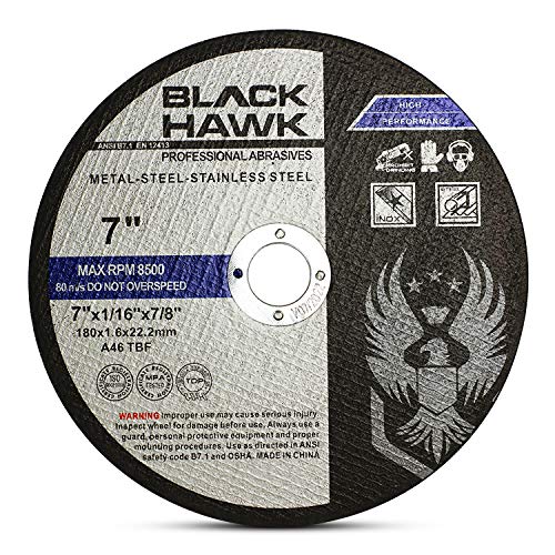 BHA Metal and Stainless Steel Cut Off Wheels for Angle Grinders, 7” x 1/16” x 7/8” - 25 Pack