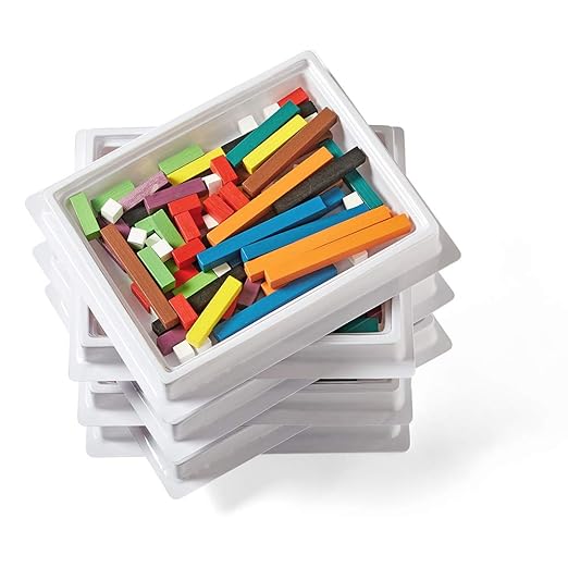 hand2mind Plastic Cuisenaire Rods with Trays, Math Manipulatives, Montessori Math Rods, Math Counters, Math Blocks, Counting Blocks, Montessori Math, Fraction Bars, Number Rods (Set of 6)