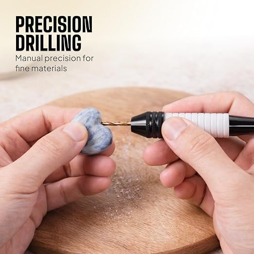 Craft911 Manual Craft Drill Sharp HSS Micro Mini Twist Drill Bits Set, Pin Vise Hand Drill for Jewelry Making; Small Hand Drill for Resin, Rotary Tools for Wood, Jewelry, Plastic, Miniature - Blue