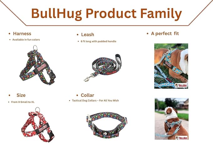 Adjustable Dog Harness– No Pull, No Choke – for English Bulldogs, French Bulldogs, Pugs & Broad-Chested Breeds – Easy, Safe Walks (Baby Pink, XL)