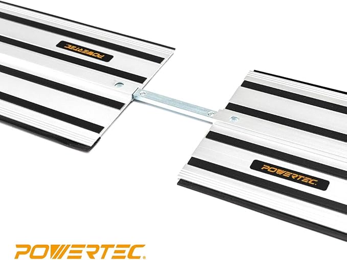 POWERTEC 110" Track Saw Guide Kit for DeWalt, Includes 2PK 55" Guide Rails, 1PK Guide Rail Connector, and 2PK 7" Track Saw Clamps (72059)