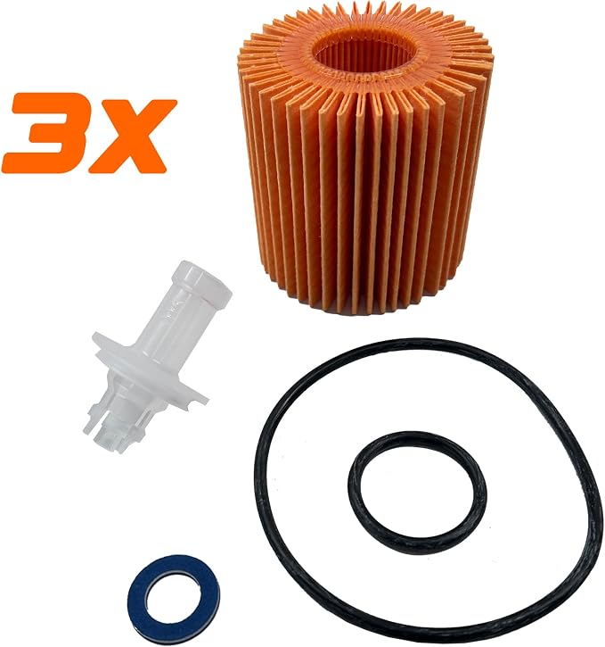 OEM GENUINE 04152-YZZA1 OIL FILTERS x 3 with APSG CRUSH WASHERS and FILTER CAP WRENCH | 2.5L 2.7L 3.5L Engine | Compatible with ES350, GS350 RX350, Camry, RAV4, Highlander, Sienna, Tundra, Tacoma +