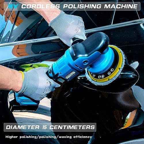 Nichilas Cordless Car Polisher, 6 speeds Brushless Motor Handle Car Waxer with 150mm Work Disk, Compatible with MAKITA 18V Batteries (Battery Not Included)