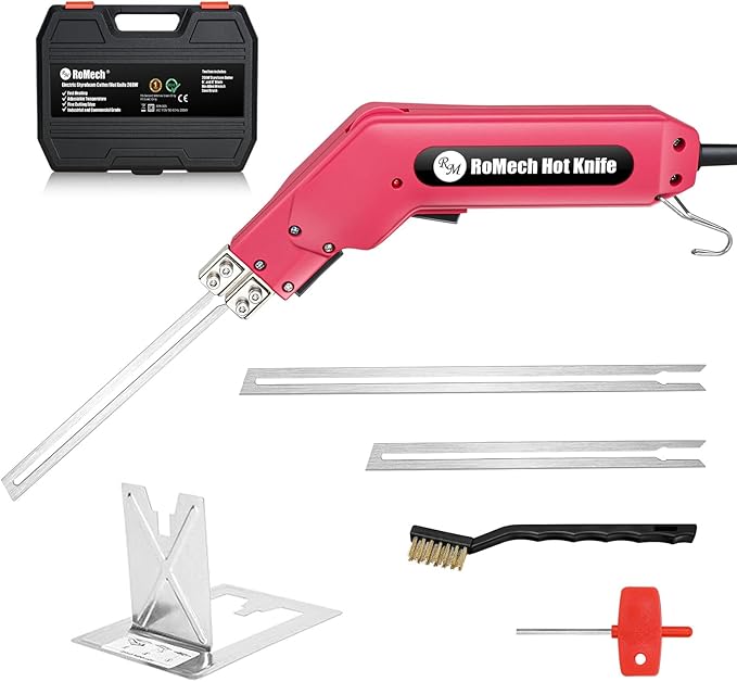 ROMECH Hot Knife Foam Cutter, 200W Electric Foam Cutting Tool Kit with Blades & Heavy-Duty Case for EPS, XPS, EVA, EPP RM-005 (200W)